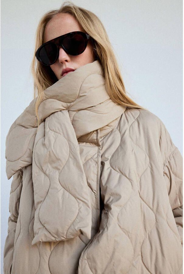 Mango gewatteerde winterjas beige - Foto 2