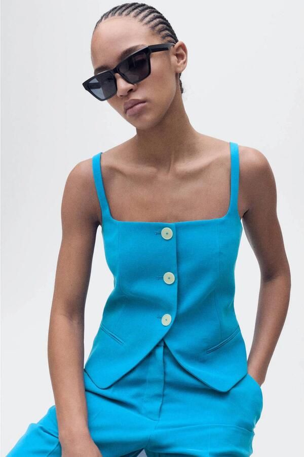 Mango gilet blauw
