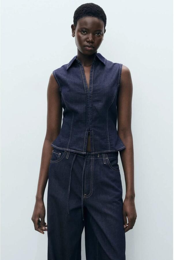 Mango gilet dark blue denim