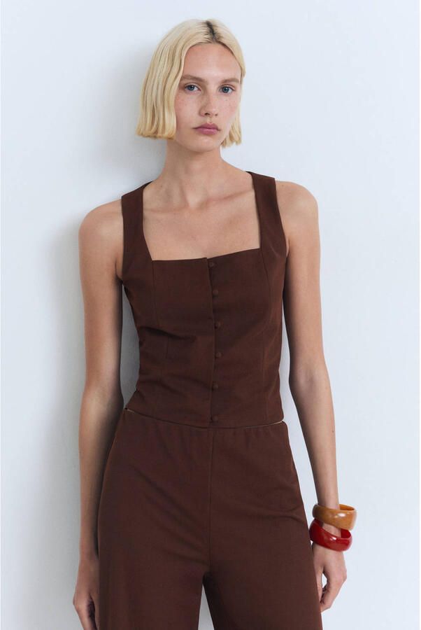 Mango gilet donkerbruin