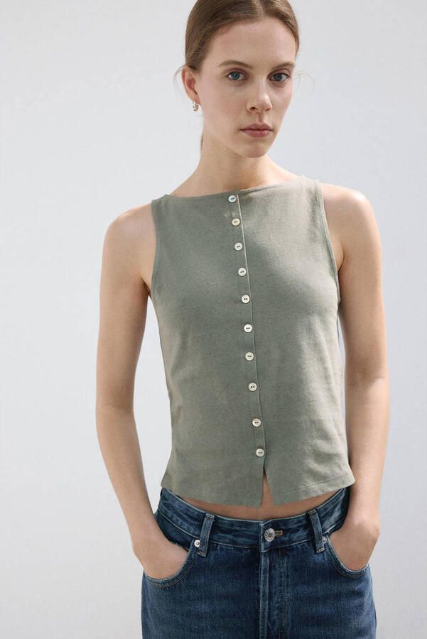 Mango gilet grijsgroen