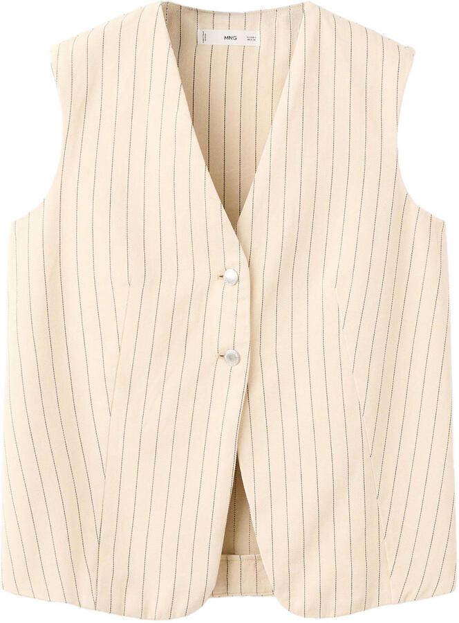 Mango gilet met krijtstreep ecru - Foto 2