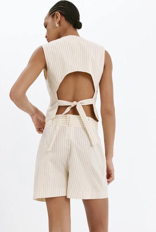 Mango gilet met open rug en krijtstreep ecru - Foto 2