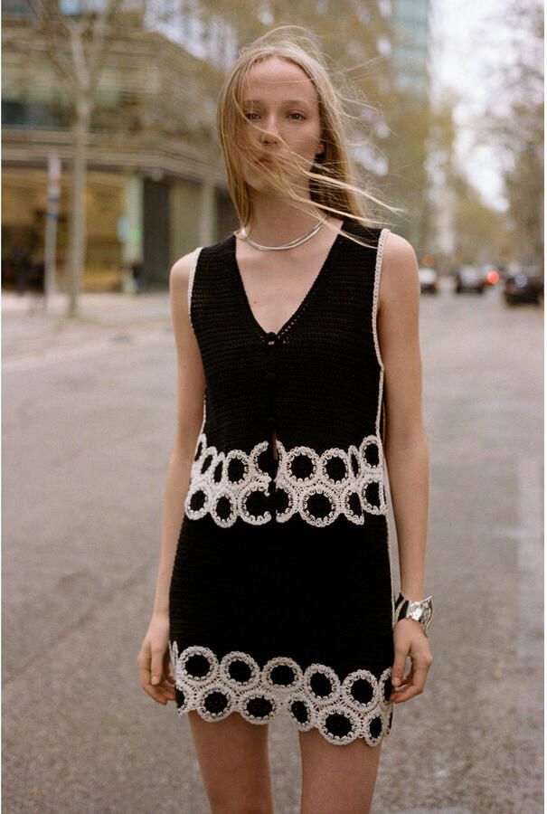 Mango gilet zwart crochet - Foto 3
