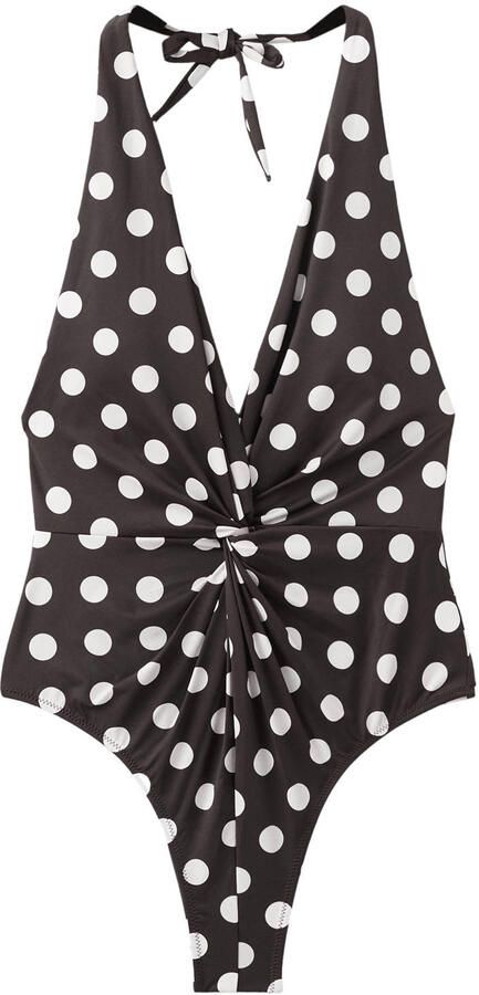 Mango halter badpak bruin wit