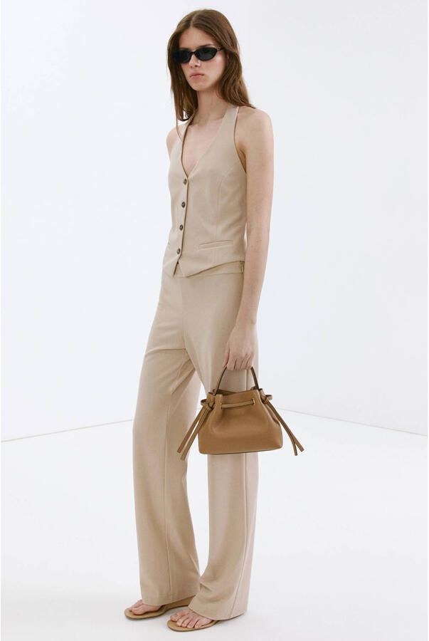 Mango halter gilet met V-hals beige