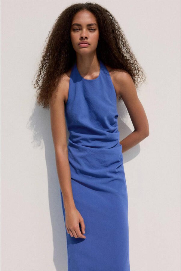 Mango halterjurk blauw