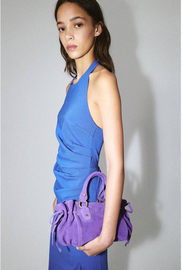 Mango halterjurk blauw - Foto 3