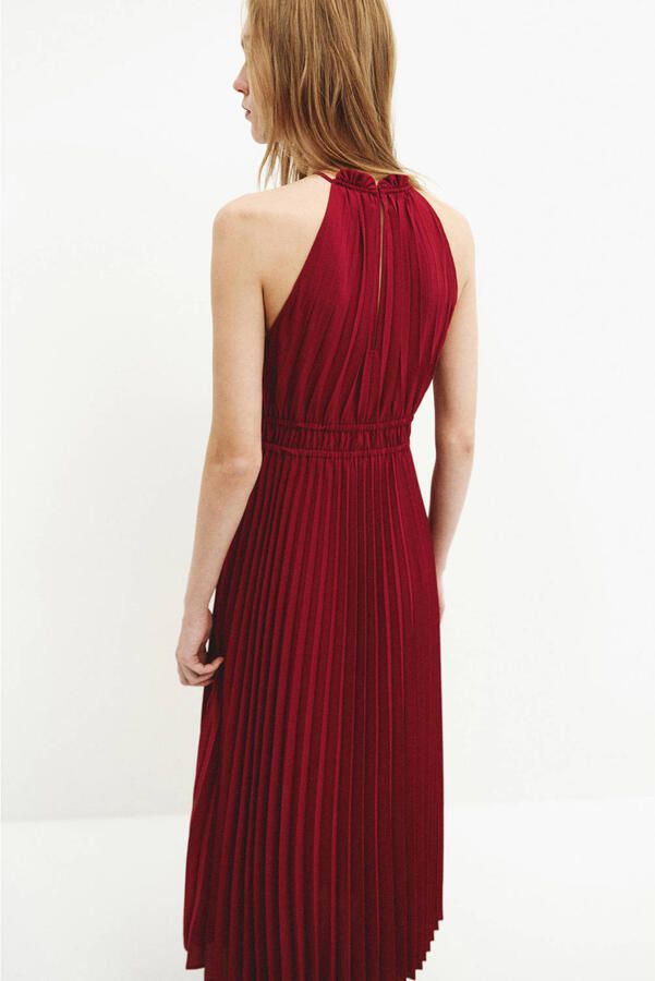 Mango halterjurk donkerrood - Foto 3