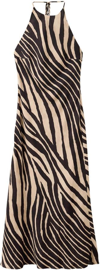 Mango halterjurk met zebraprint en open rug - Foto 3