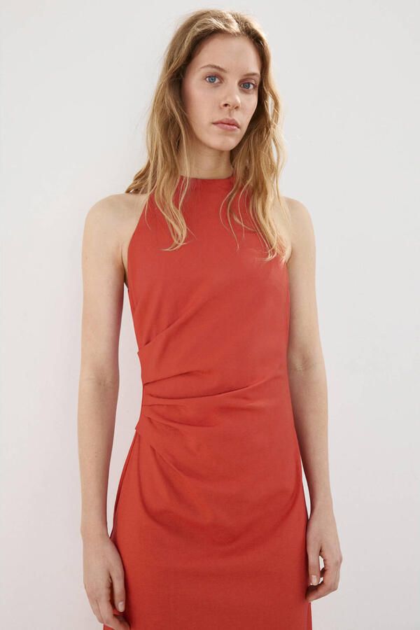 Mango halterjurk oranje