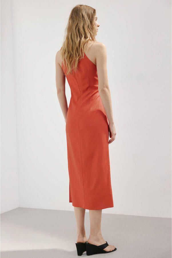 Mango halterjurk oranje - Foto 3
