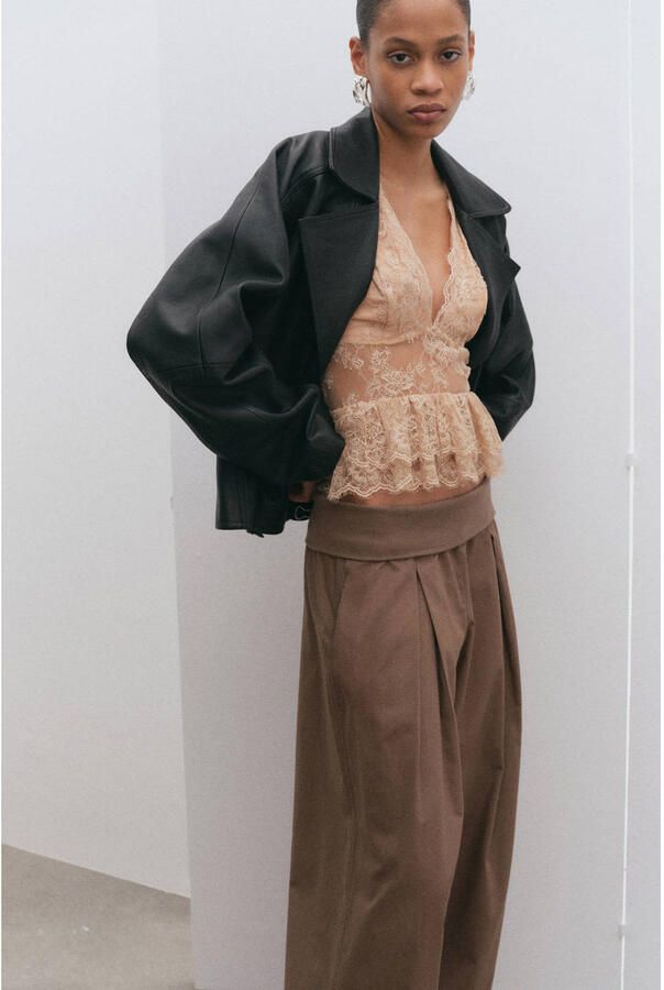 Mango high waist balloon broek bruin - Foto 2