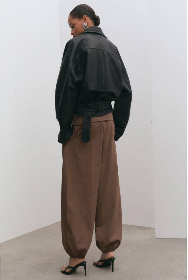 Mango high waist balloon broek bruin - Foto 3