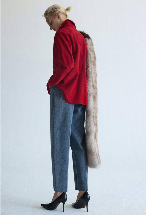 Mango high waist barrel jeans mediumblauw - Foto 2