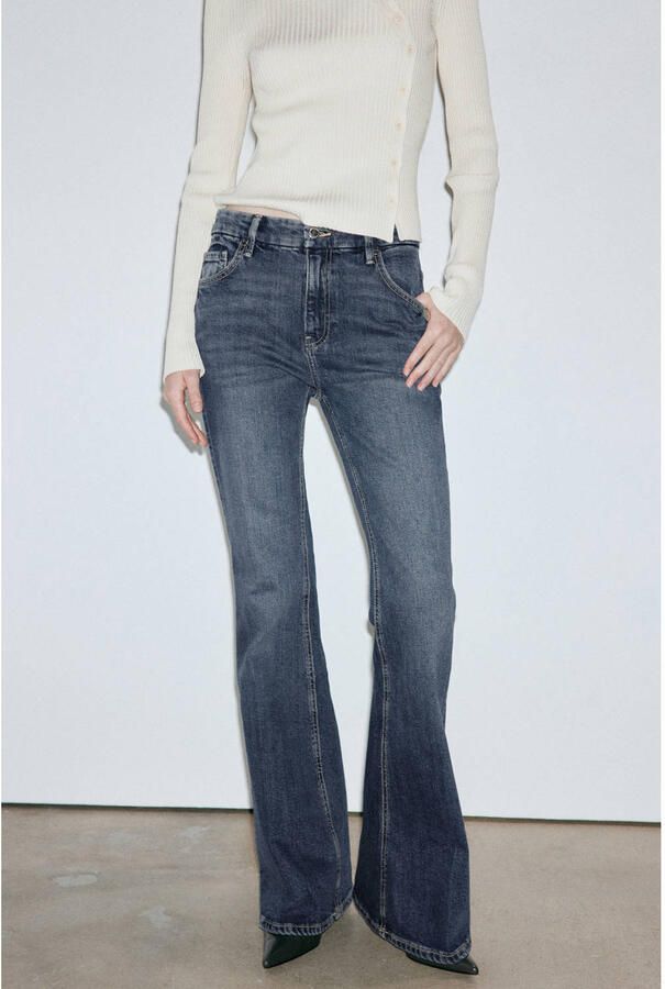 Mango high waist flared jeans medium blue denim