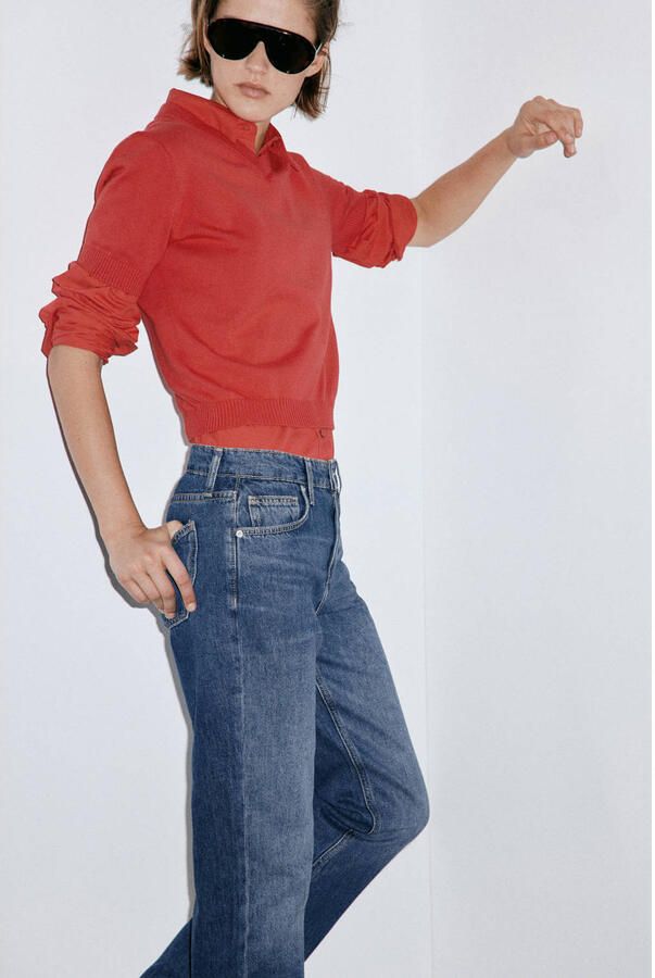 Mango high waist regular fit jeans mediumblauw - Foto 3