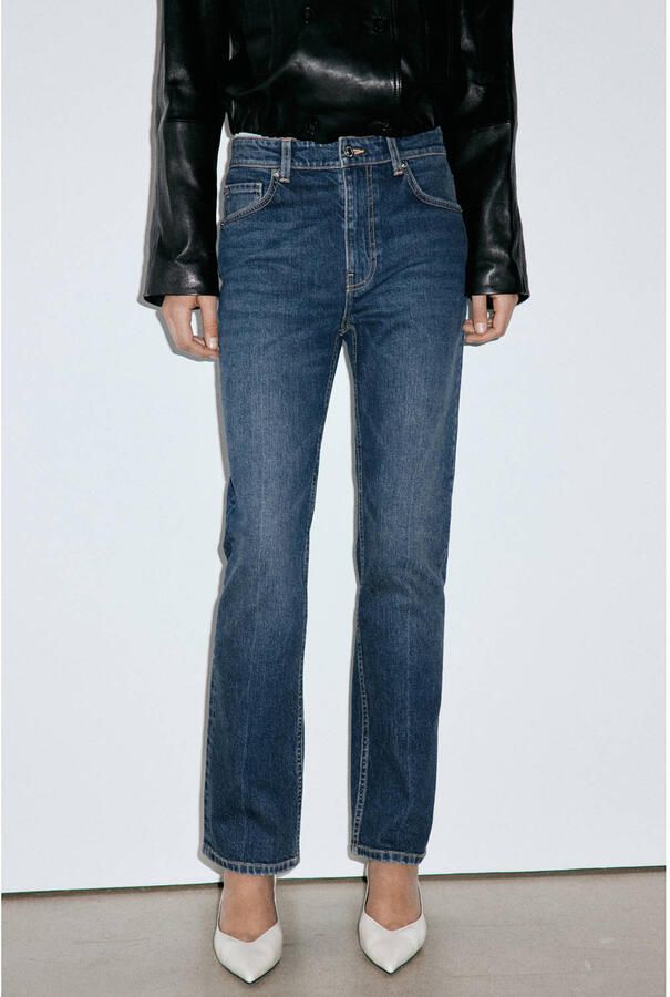 Mango high waist slim fit jeans mediumblauw