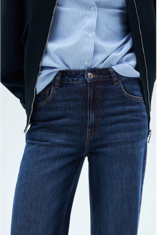 Mango high waist wide leg jeans dark blue denim - Foto 1