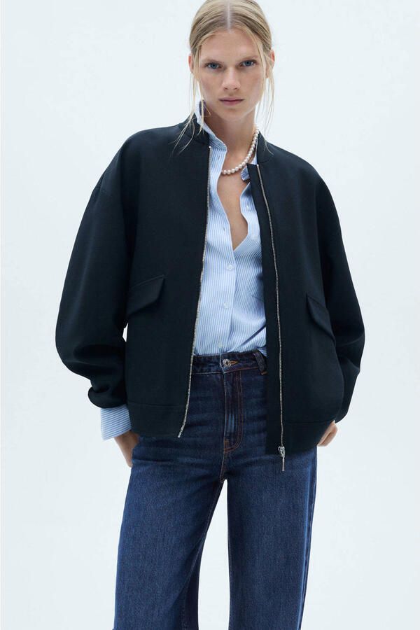 Mango high waist wide leg jeans dark blue denim - Foto 3
