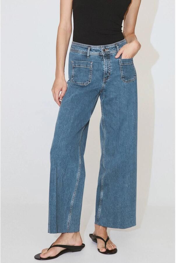 Mango high waist wide leg jeans mediumblauw