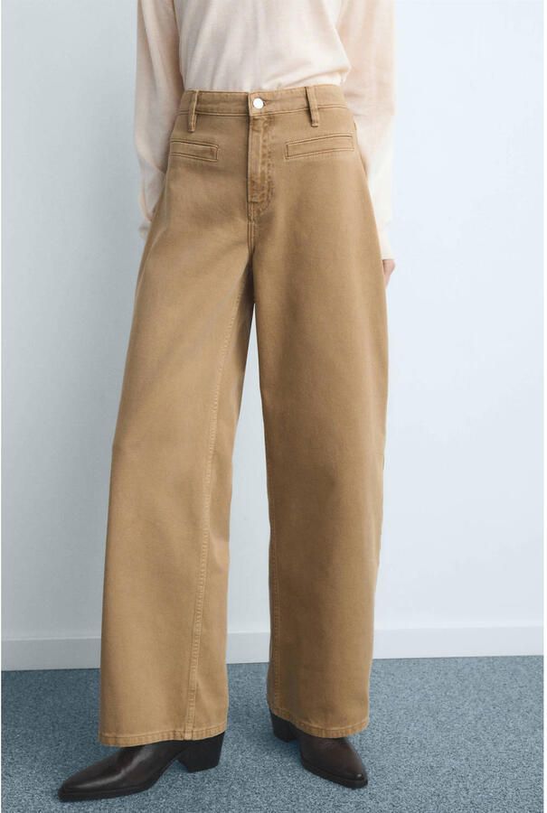Mango high waist barrel jeans camel