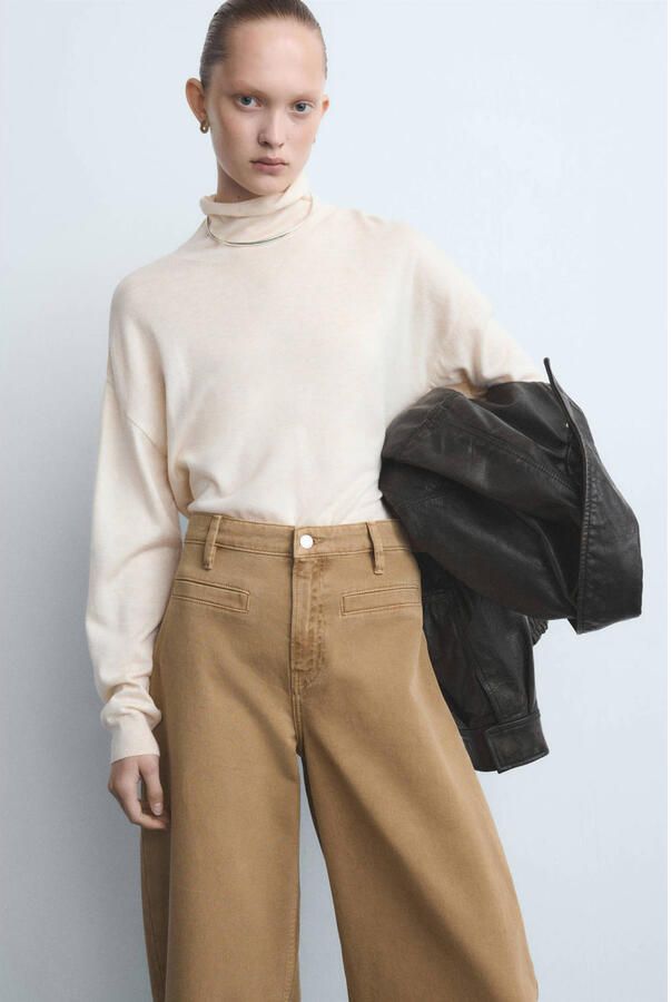 Mango high waist barrel jeans camel - Foto 3