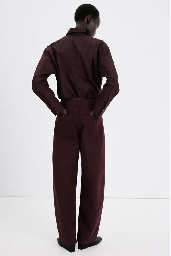 Mango high waist barrel jeans donkerrood - Foto 3