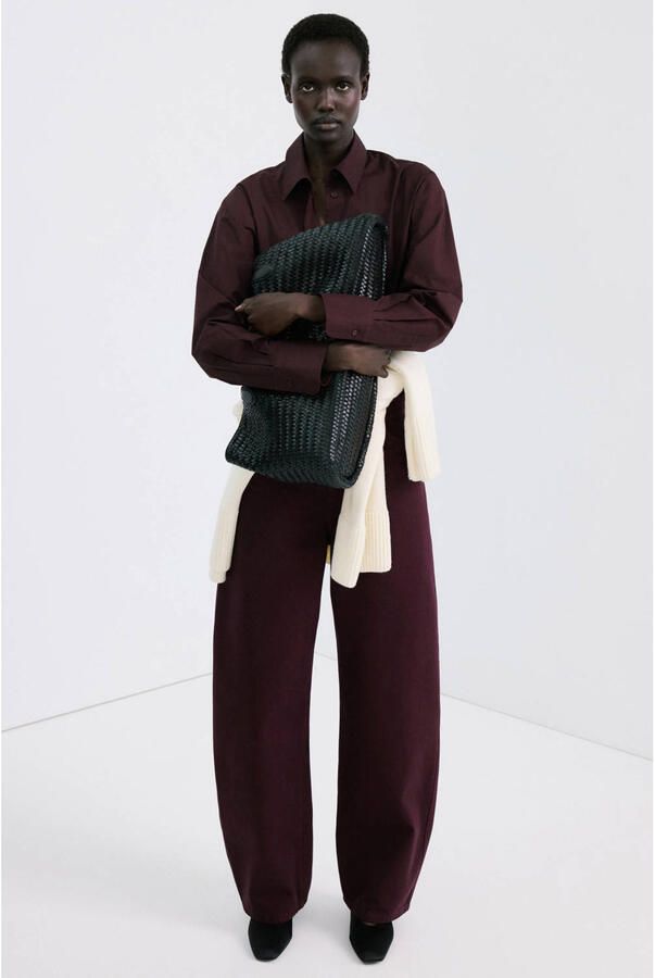 Mango high waist barrel jeans donkerrood - Foto 2