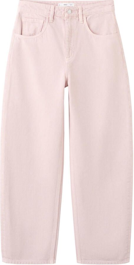 Mango high waist barrel jeans lichtroze - Foto 3