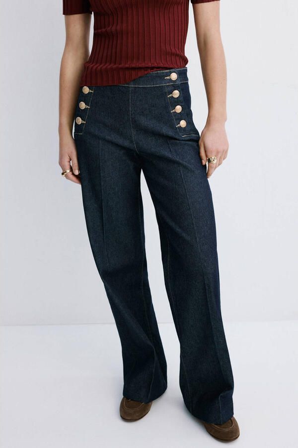 Mango high waist bootcut jeans dark blue denim