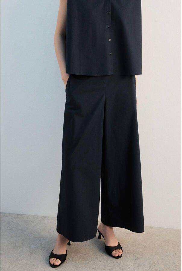 Mango high waist casual broek donkerblauw
