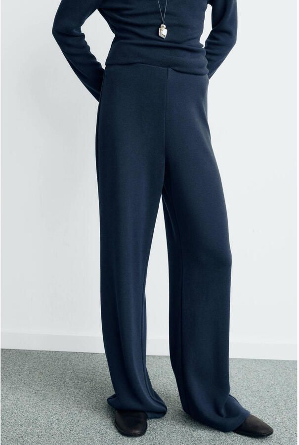 Mango high waist casual broek donkerblauw