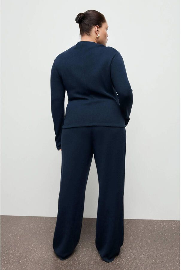 Mango high waist casual broek donkerblauw - Foto 3
