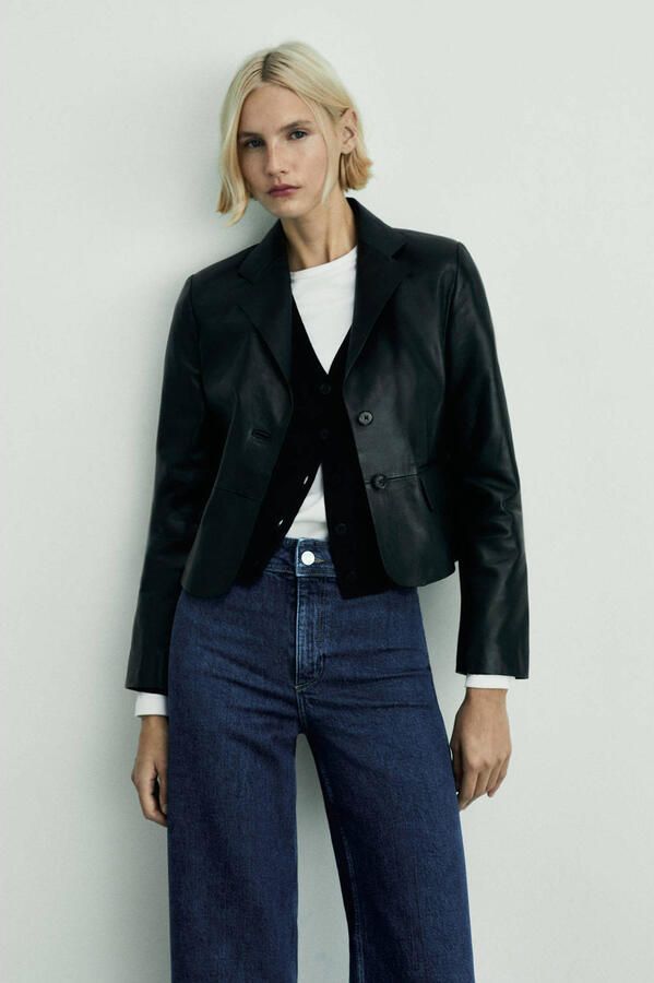 Mango high waist dark blue denim