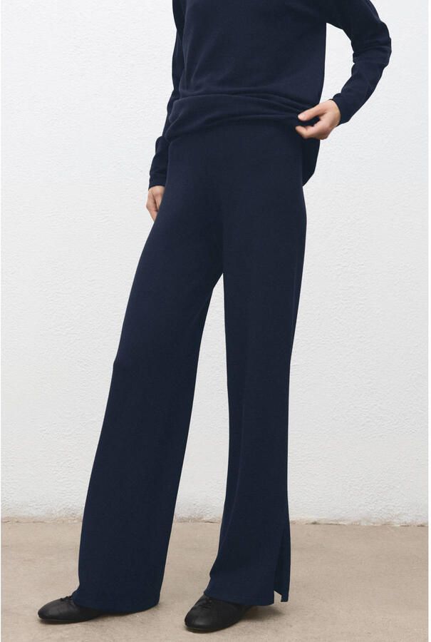 Mango high waist flared broek marineblauw
