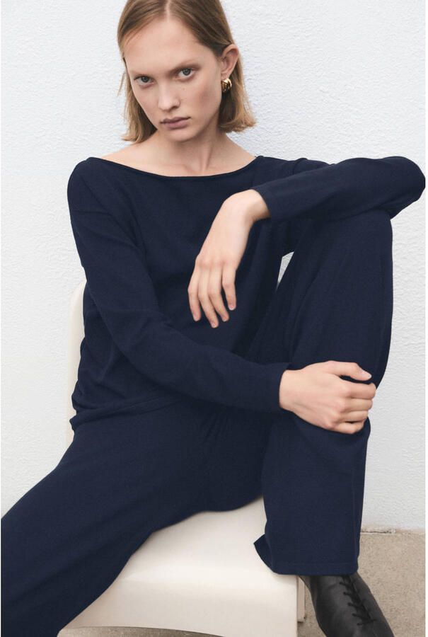 Mango high waist flared broek marineblauw - Foto 2
