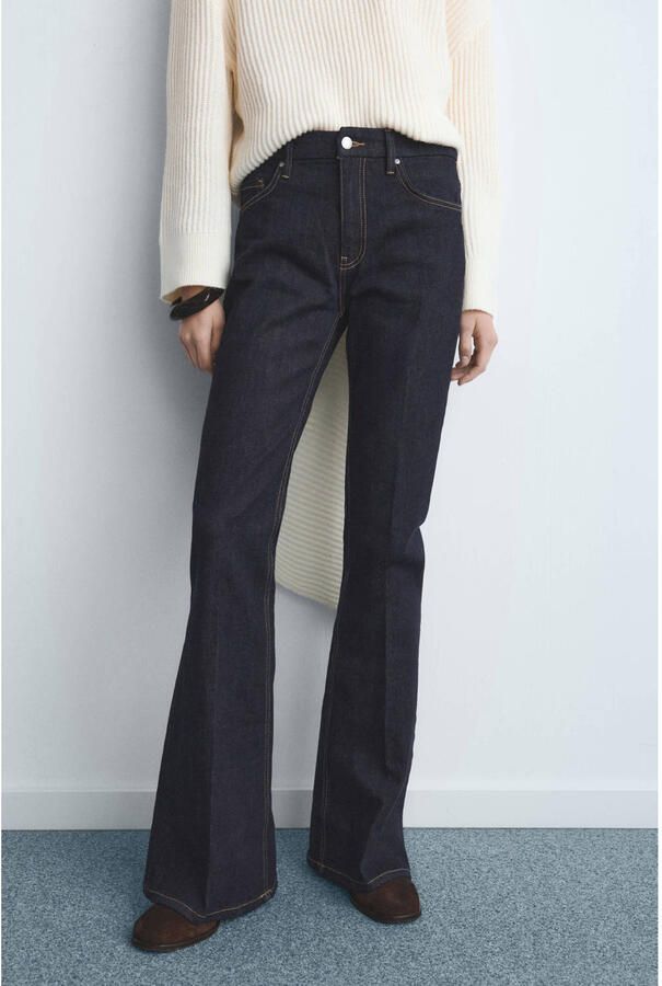 Mango high waist flared jeans dark blue denim