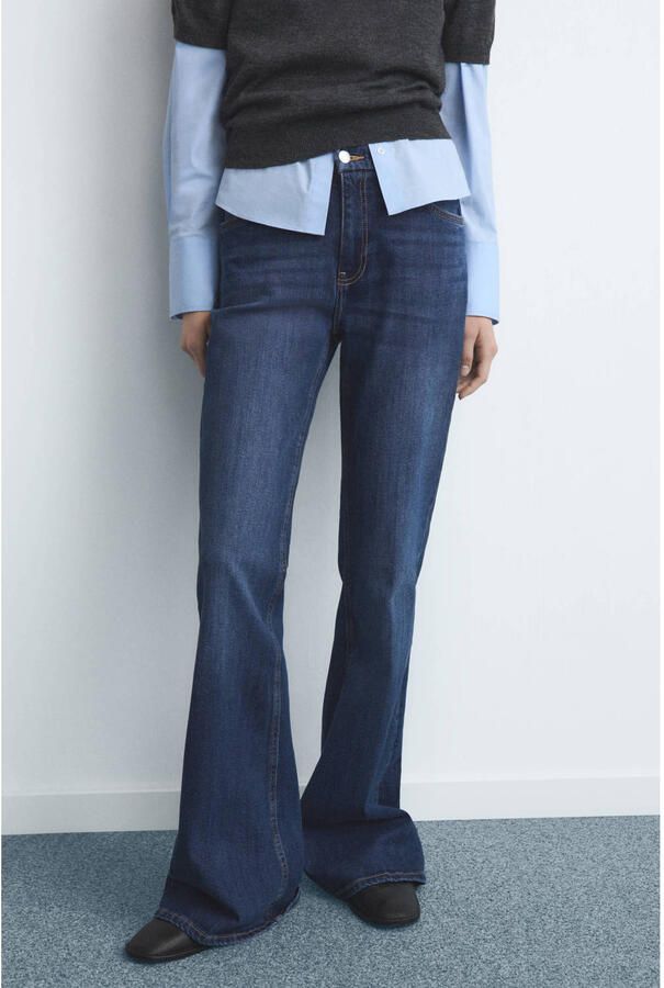 Mango high waist flared jeans dark blue denim
