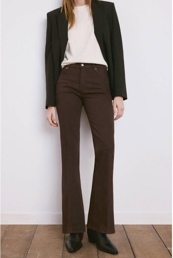 Mango high waist flared jeans donkerbruin