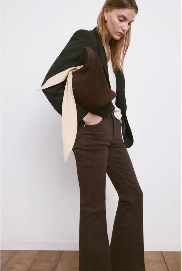 Mango high waist flared jeans donkerbruin - Foto 2