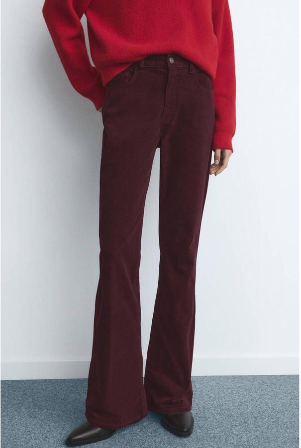 Mango high waist flared jeans donkerrood