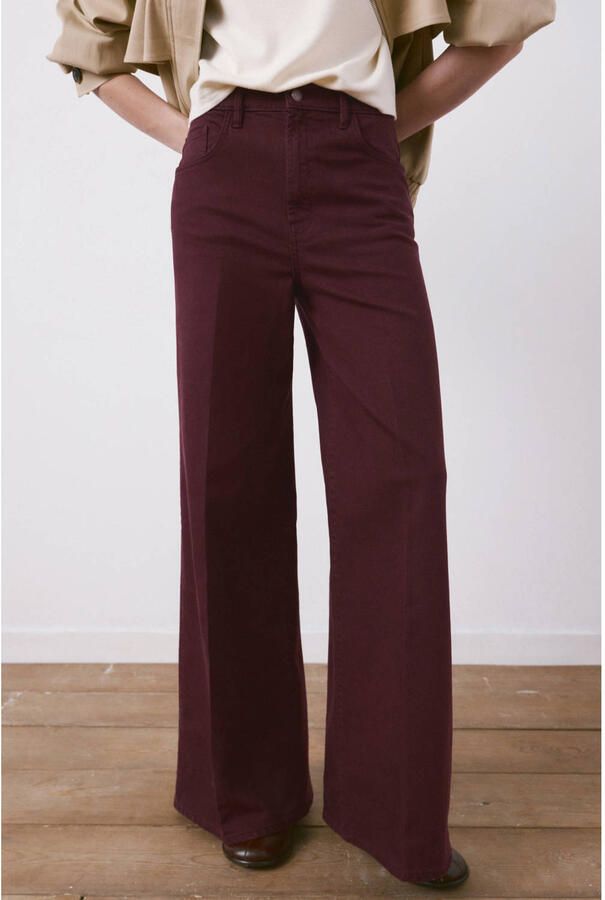 Mango high waist flared jeans donkerrood