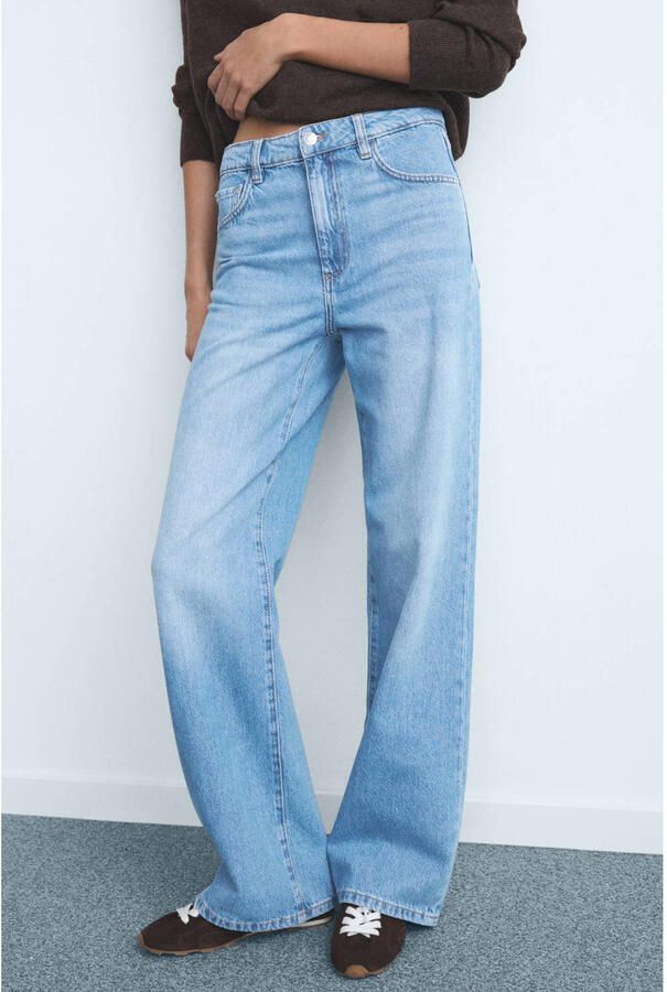 Mango high waist flared jeans medium blue denim