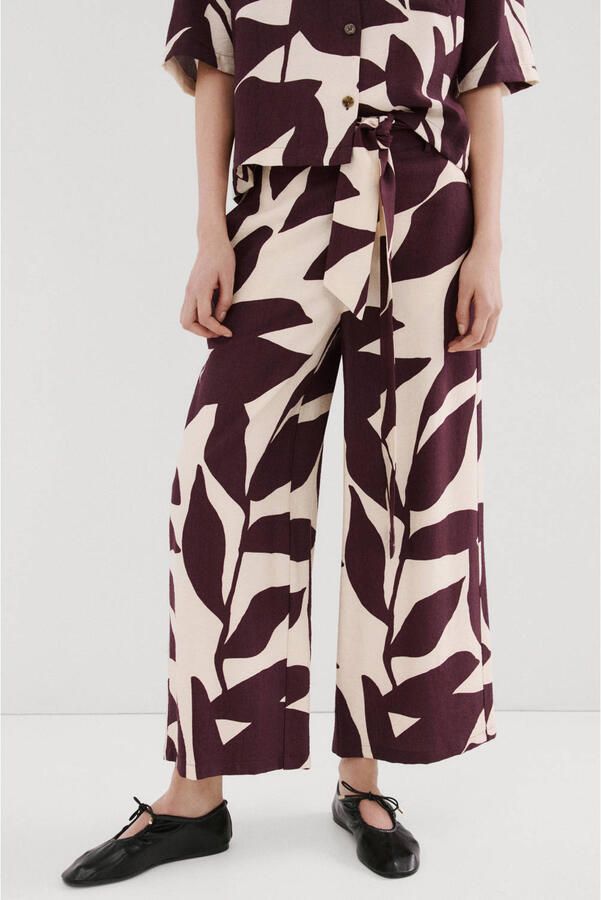 Mango high waist gebloemde casual broek donkerrood