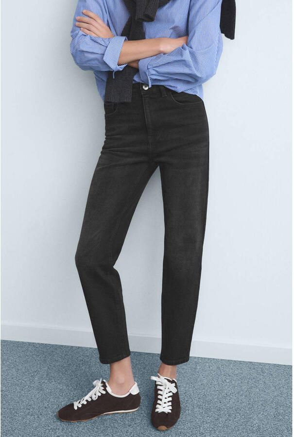 Mango high waist mom jeans black denim