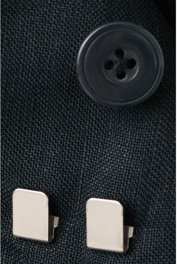 Mango high waist pantalon met linnen donkerblauw - Foto 3