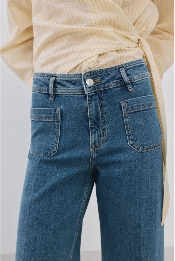 Mango high waist regular fit jeans medium blue denim
