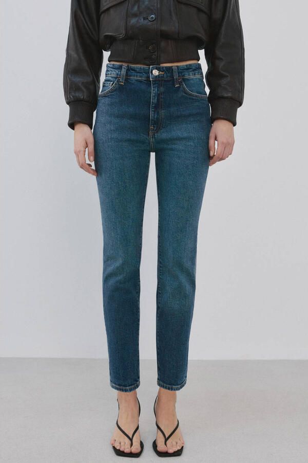 Mango high waist skinny jeans medium blue denim