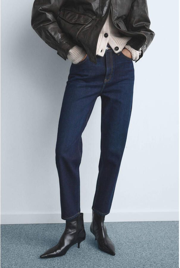 Mango high waist slim fit jeans dark blue denim